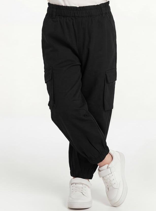 FAME FOREVER Girls Solid Cargo Joggers