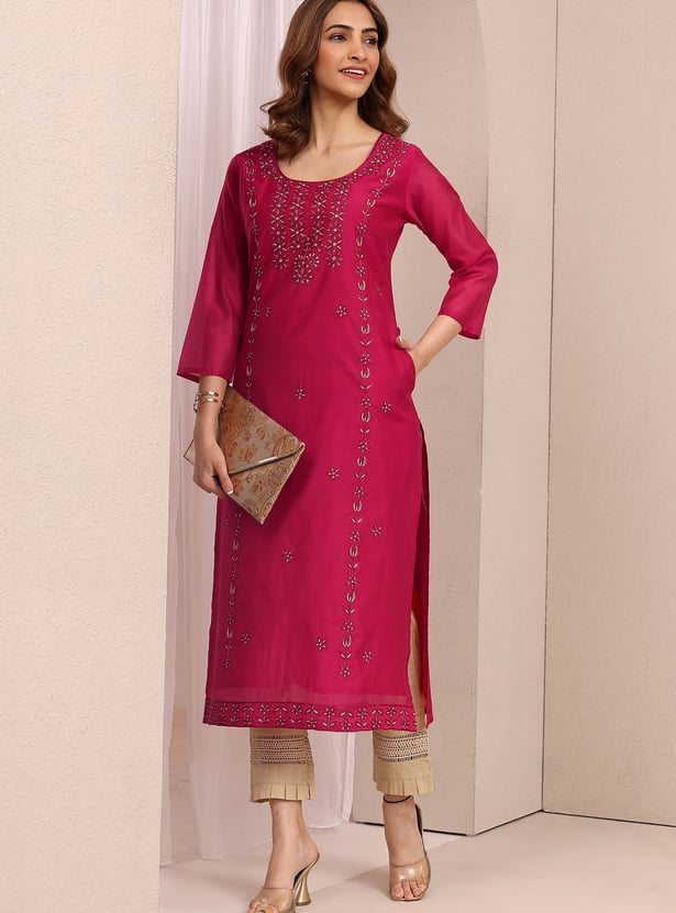 LIBAS Embroidered Straight Kurta Festive Wear