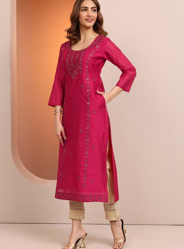 LIBAS Embroidered Straight Kurta Festive Wear