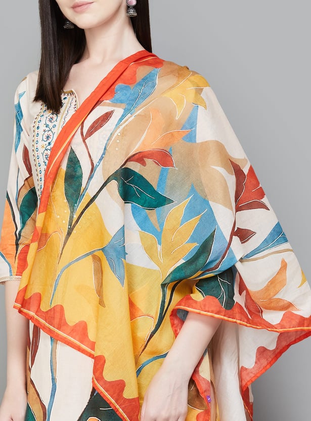 LIBAS Floral Print A-line Kurta Set