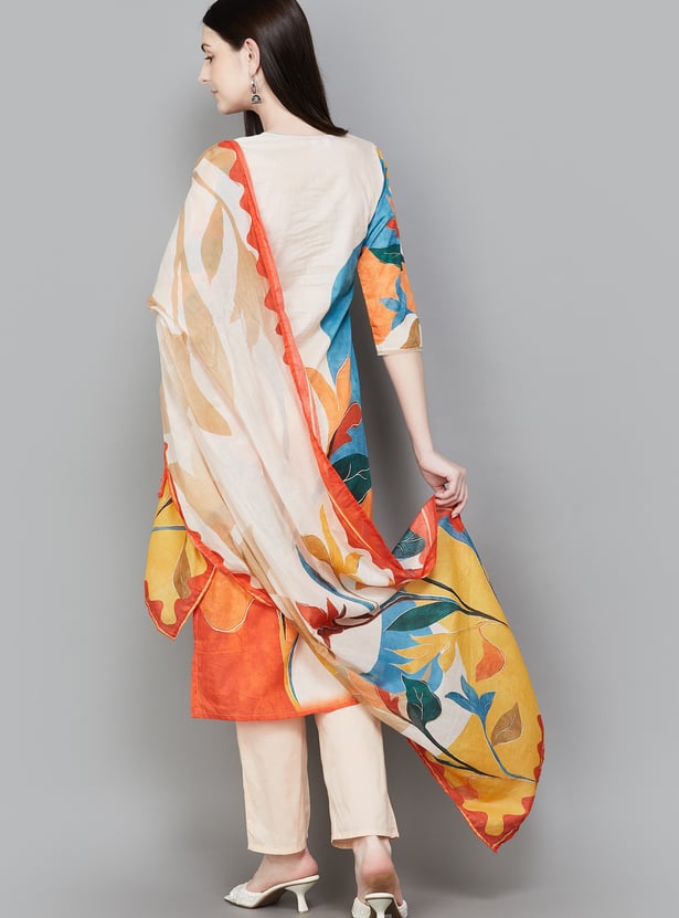 LIBAS Floral Print A-line Kurta Set