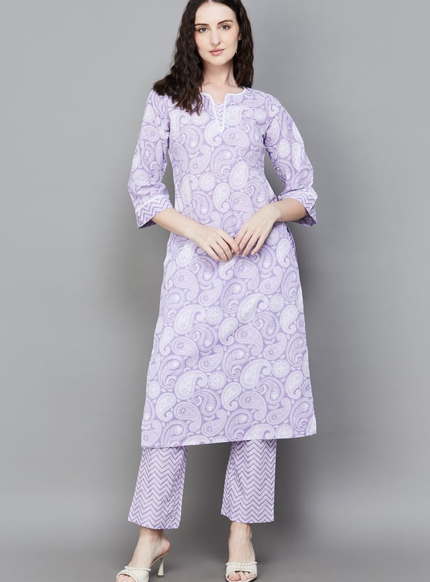 LIBAS Paisley Print Straight Kurta Set