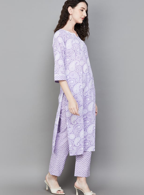 LIBAS Paisley Print Straight Kurta Set