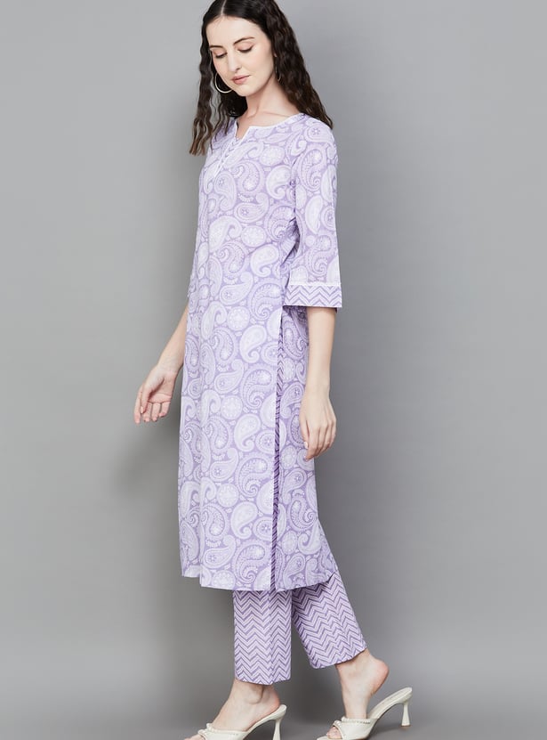 LIBAS Paisley Print Straight Kurta Set