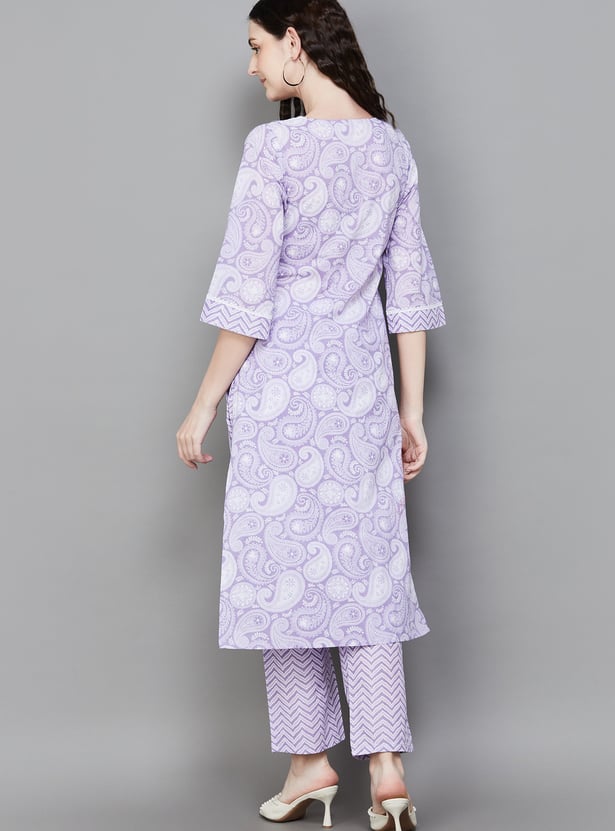 LIBAS Paisley Print Straight Kurta Set