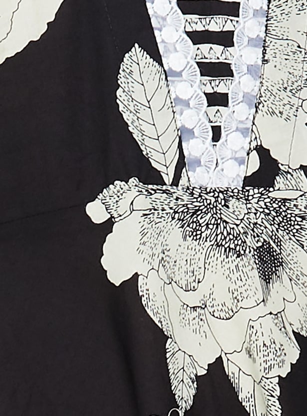 LIBAS Floral Print A-line Kurta Set