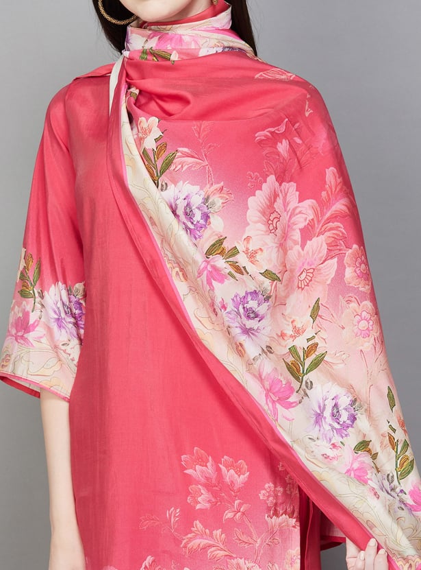 LIBAS Floral Print Straight Kurta Set