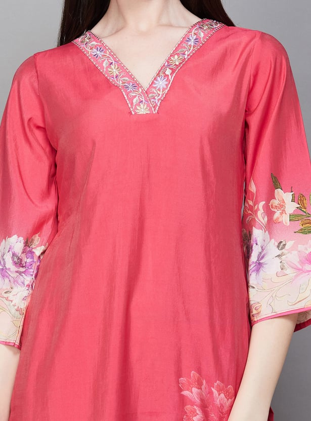 LIBAS Floral Print Straight Kurta Set