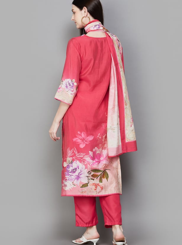 LIBAS Floral Print Straight Kurta Set