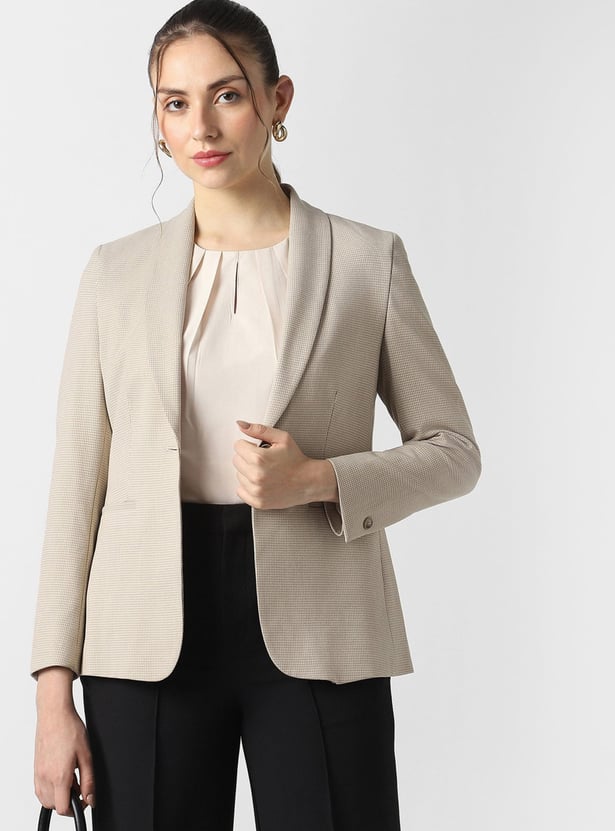 VAN HEUSEN Checked Single Breasted Blazer