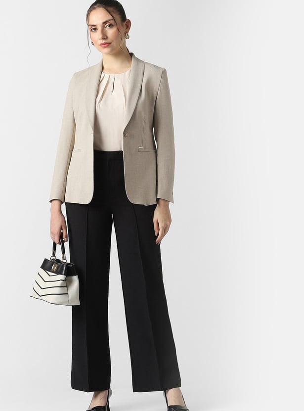 VAN HEUSEN Checked Single Breasted Blazer