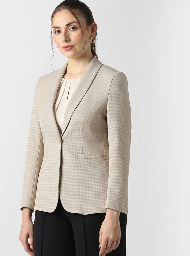 VAN HEUSEN Checked Single Breasted Blazer