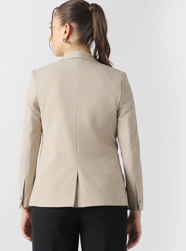 VAN HEUSEN Checked Single Breasted Blazer