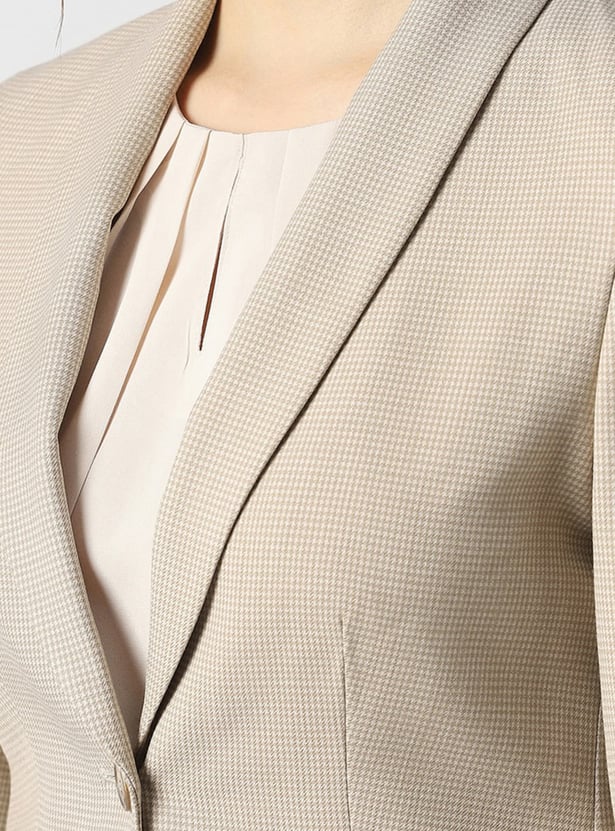 VAN HEUSEN Checked Single Breasted Blazer