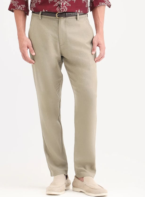 RARE RABBIT Solid Regular Fit Trousers