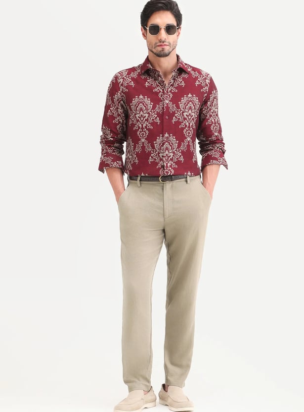 RARE RABBIT Solid Regular Fit Trousers