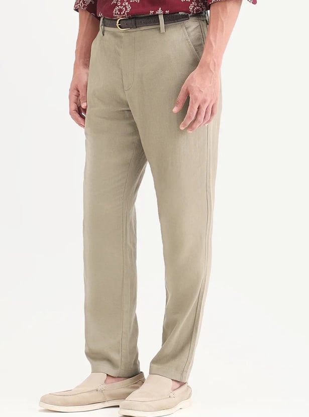 RARE RABBIT Solid Regular Fit Trousers