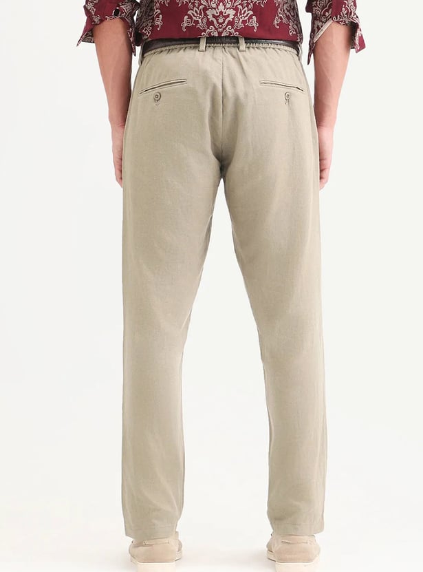 RARE RABBIT Solid Regular Fit Trousers
