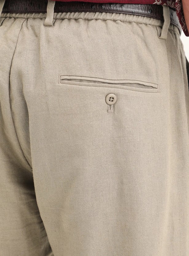 RARE RABBIT Solid Regular Fit Trousers