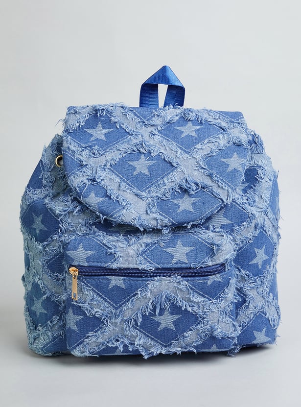 GINGER Denim Star Pattern Backpack