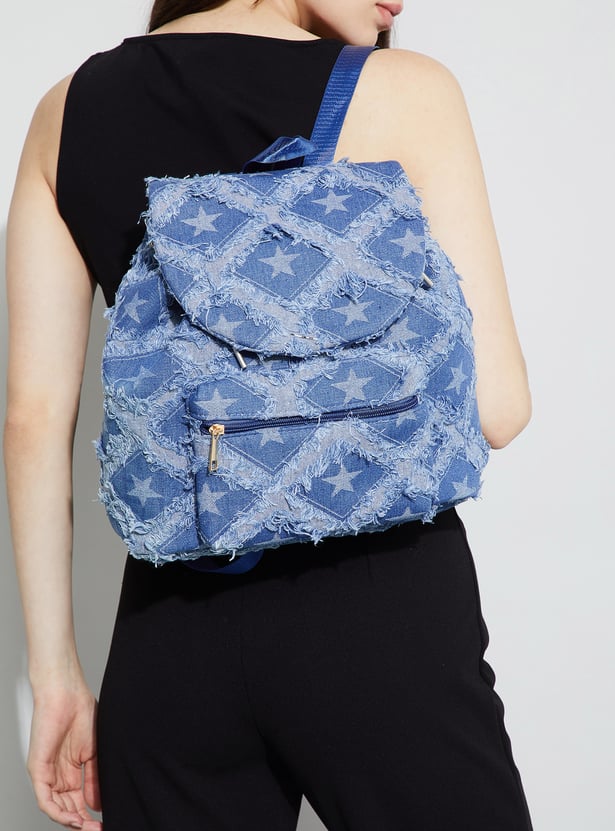 GINGER Denim Star Pattern Backpack