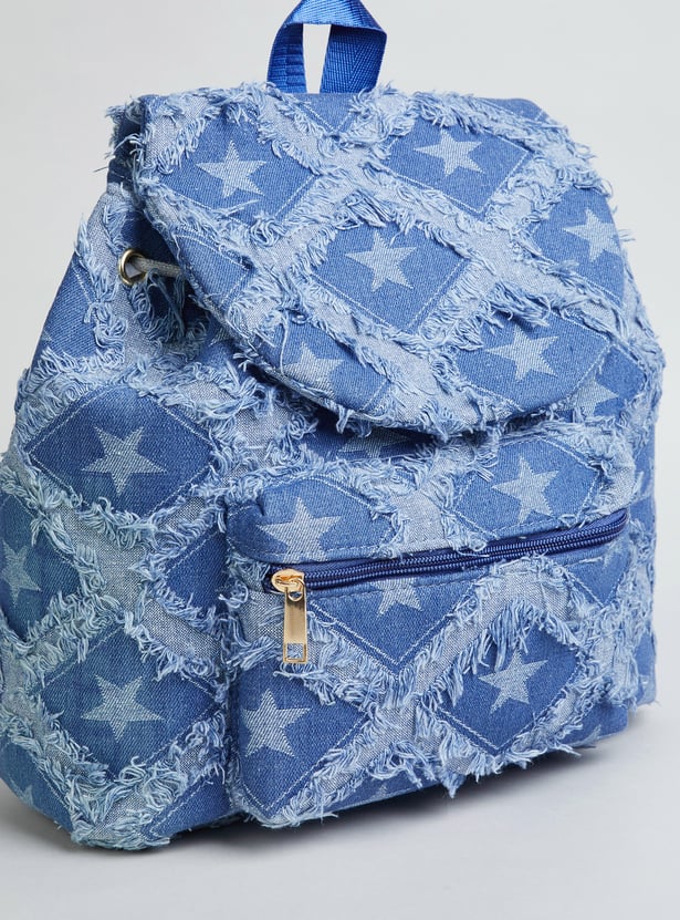 GINGER Denim Star Pattern Backpack