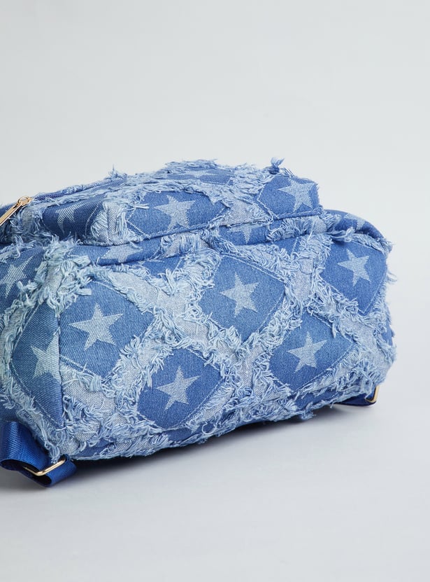 GINGER Denim Star Pattern Backpack