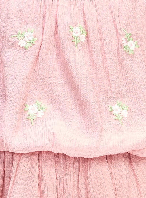 PEPPERMINT Girls Embroidered Tiered Dress