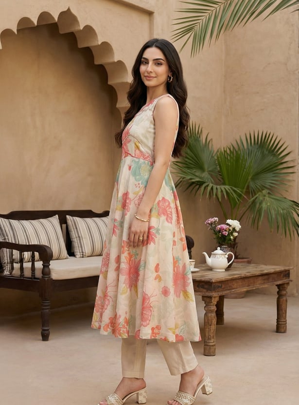 W Floral Print Straight Kurta Set
