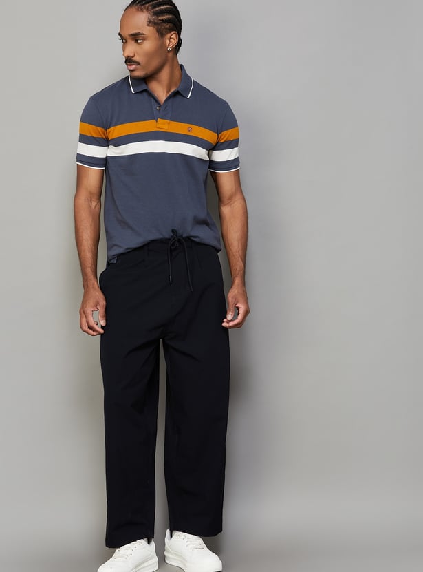 FAHRENHEIT Striped Polo T-shirt