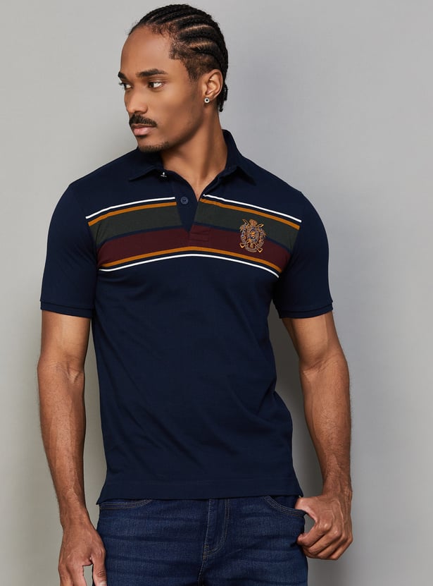 FAHRENHEIT Striped Polo T-shirt