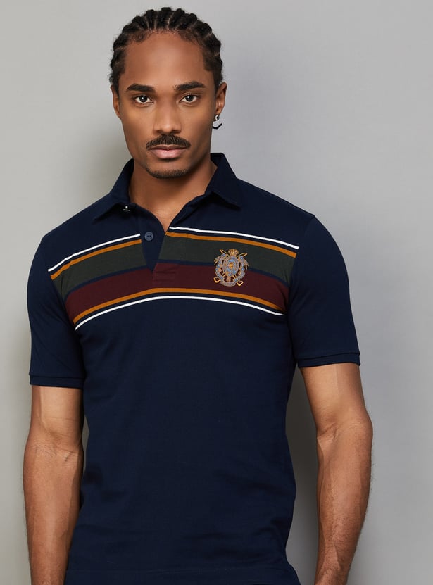 FAHRENHEIT Striped Polo T-shirt