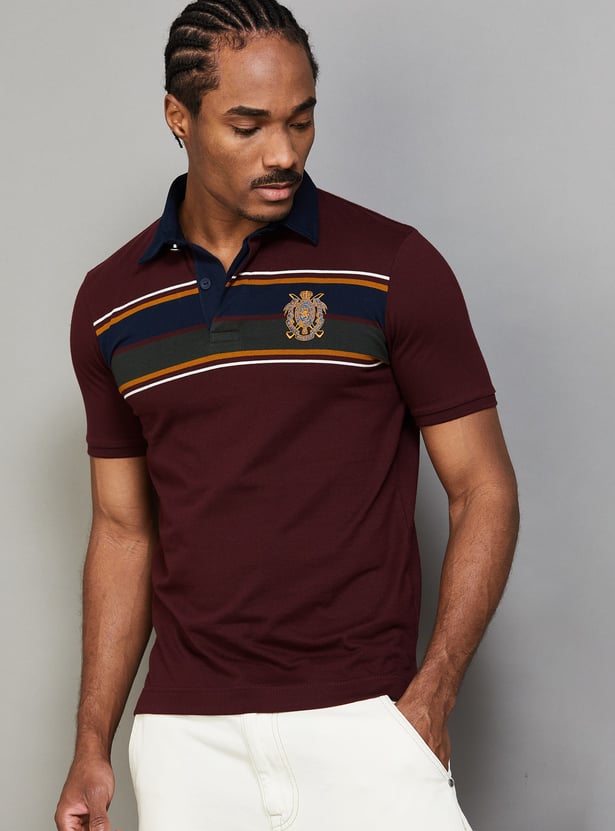 FAHRENHEIT Striped Polo T-shirt