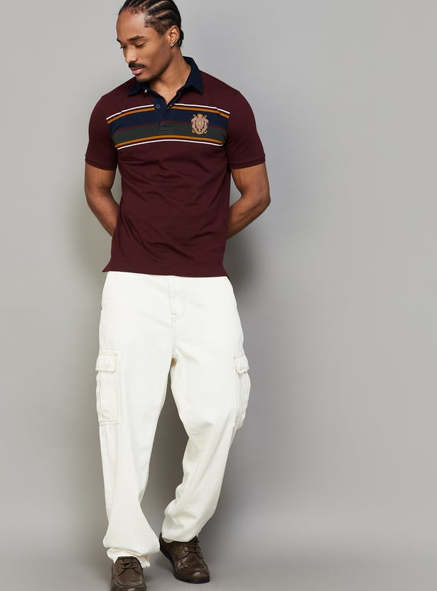 FAHRENHEIT Striped Polo T-shirt