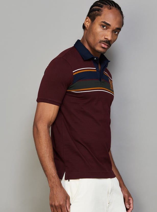 FAHRENHEIT Striped Polo T-shirt