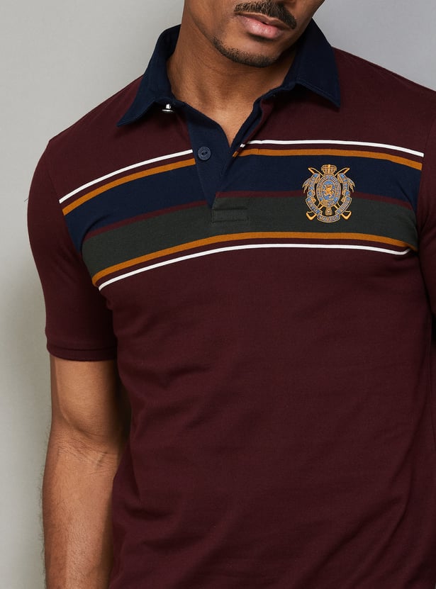 FAHRENHEIT Striped Polo T-shirt