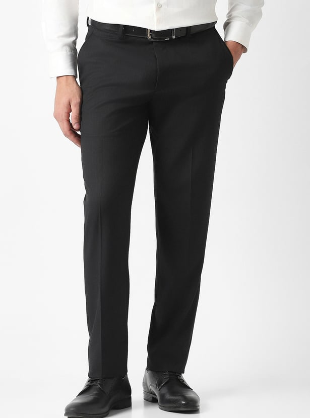 VAN HEUSEN Solid Slim Straight Formal Trousers