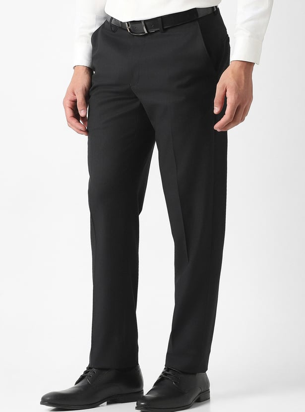 VAN HEUSEN Solid Slim Straight Formal Trousers