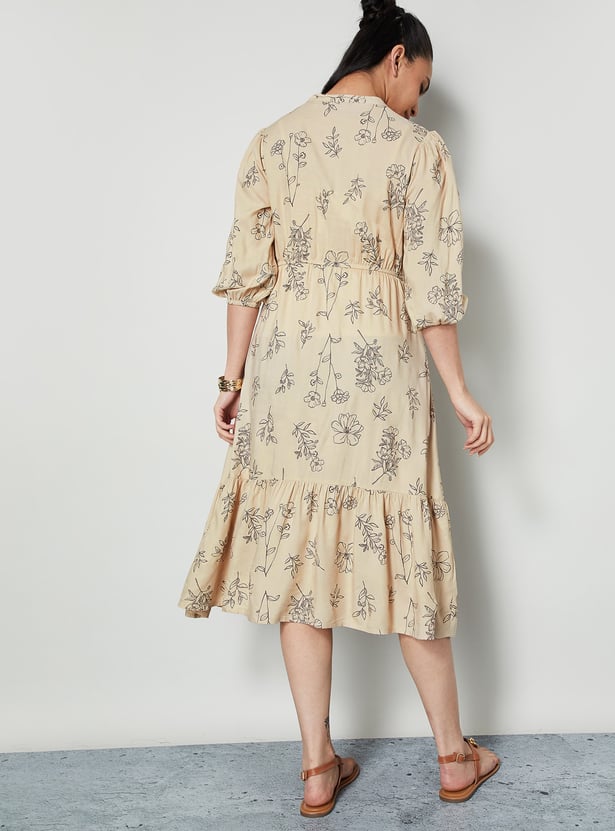 COLOUR ME Floral Print Tiered Dress