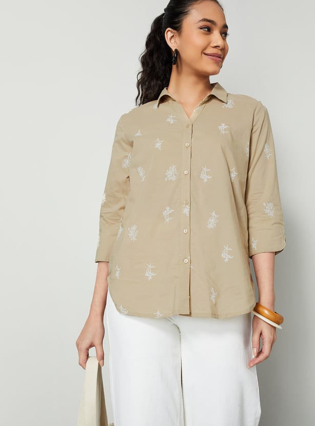 COLOUR ME Floral Embroidered Shirt