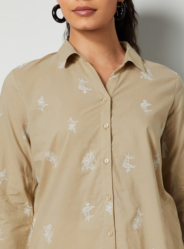 COLOUR ME Floral Embroidered Shirt