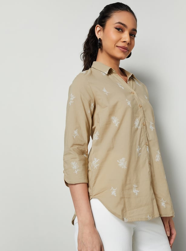 COLOUR ME Floral Embroidered Shirt