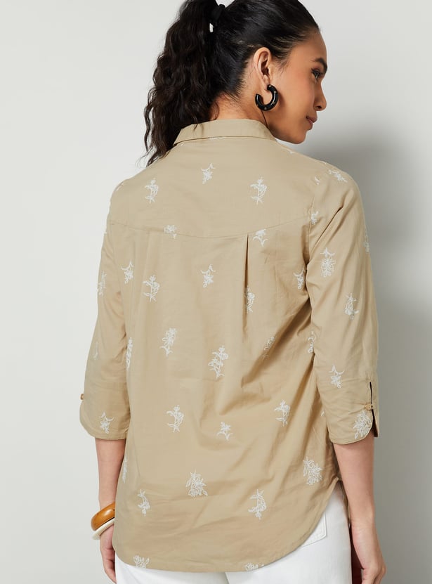 COLOUR ME Floral Embroidered Shirt