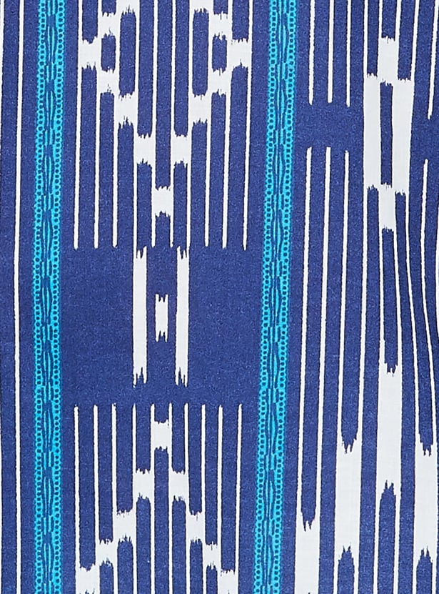 BIBA Ethnic Motif Notched Neck 3/4th Sleeves Straight Kurta