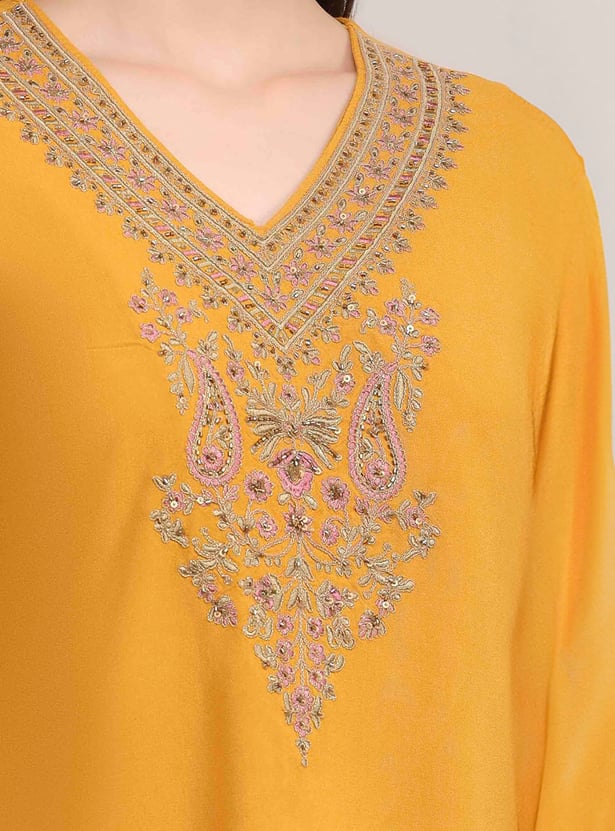 BIBA Embroidered A-Line Kurta Set
