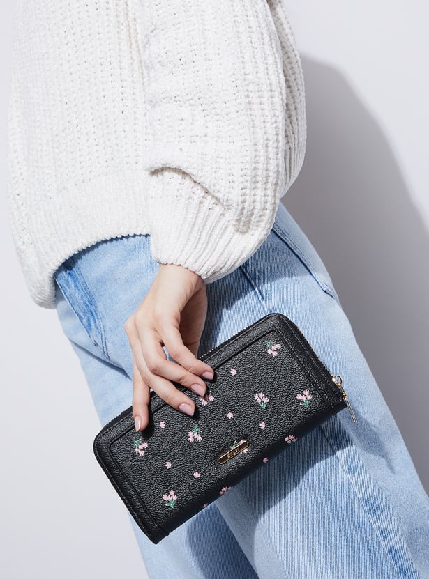 GINGER Floral Print Zip-Around Wallet