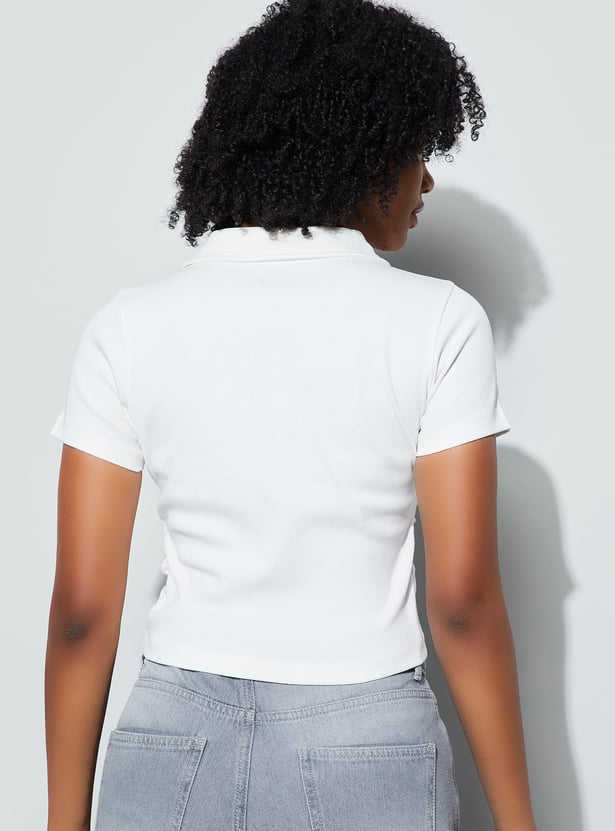 GINGER Knit Johnny Collar T-shirt