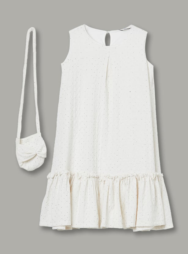 FAME FOREVER Girls Embellished A-Line Dress with Bag