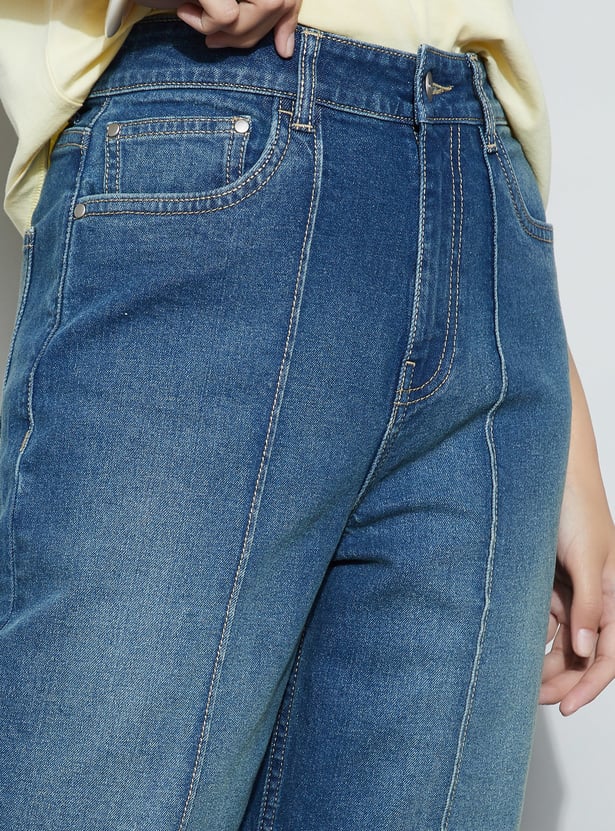 FAME FOREVER Washed High-Rise Wide Leg Jeans