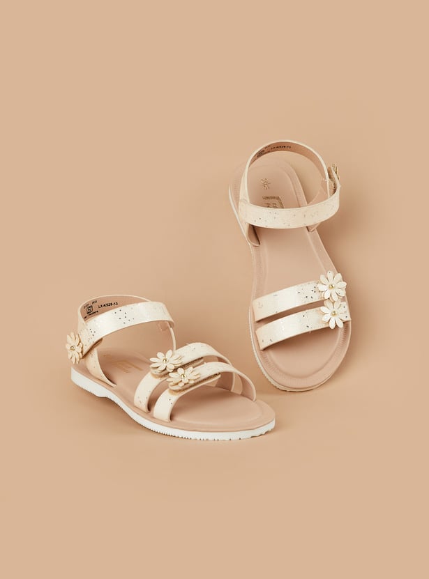FAME FOREVER Girls Floral Applique Sandals